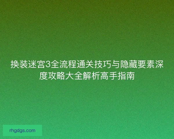换装迷宫3全流程通关技巧与隐藏要素深度攻略大全解析高手指南
