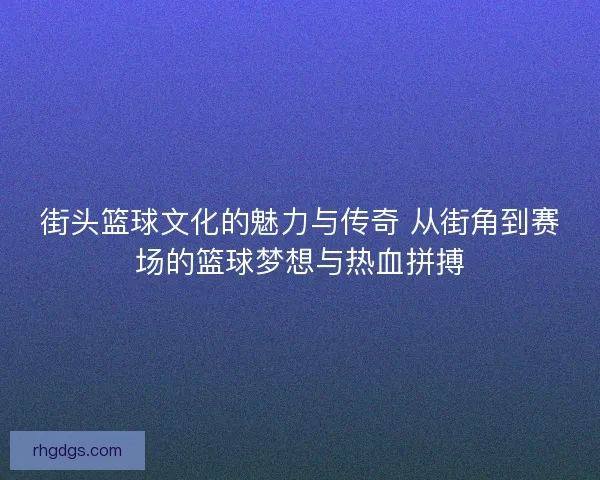 街头篮球文化的魅力与传奇 从街角到赛场的篮球梦想与热血拼搏