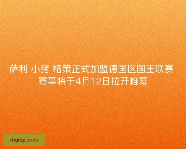 萨利 小猪 格策正式加盟德国区国王联赛 赛事将于4月12日拉开帷幕