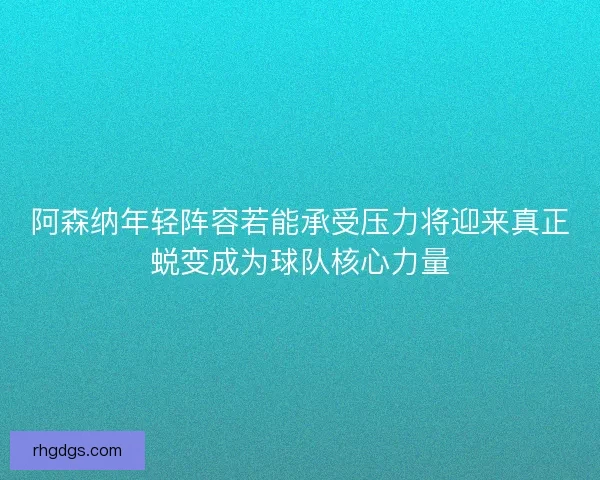 阿森纳年轻阵容若能承受压力将迎来真正蜕变成为球队核心力量
